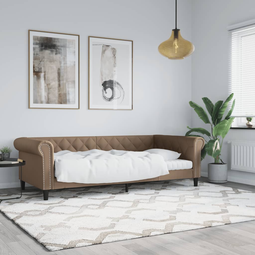 Lit de jour cappuccino 90x200 cm similicuir Lits & cadres de lit vidaXL