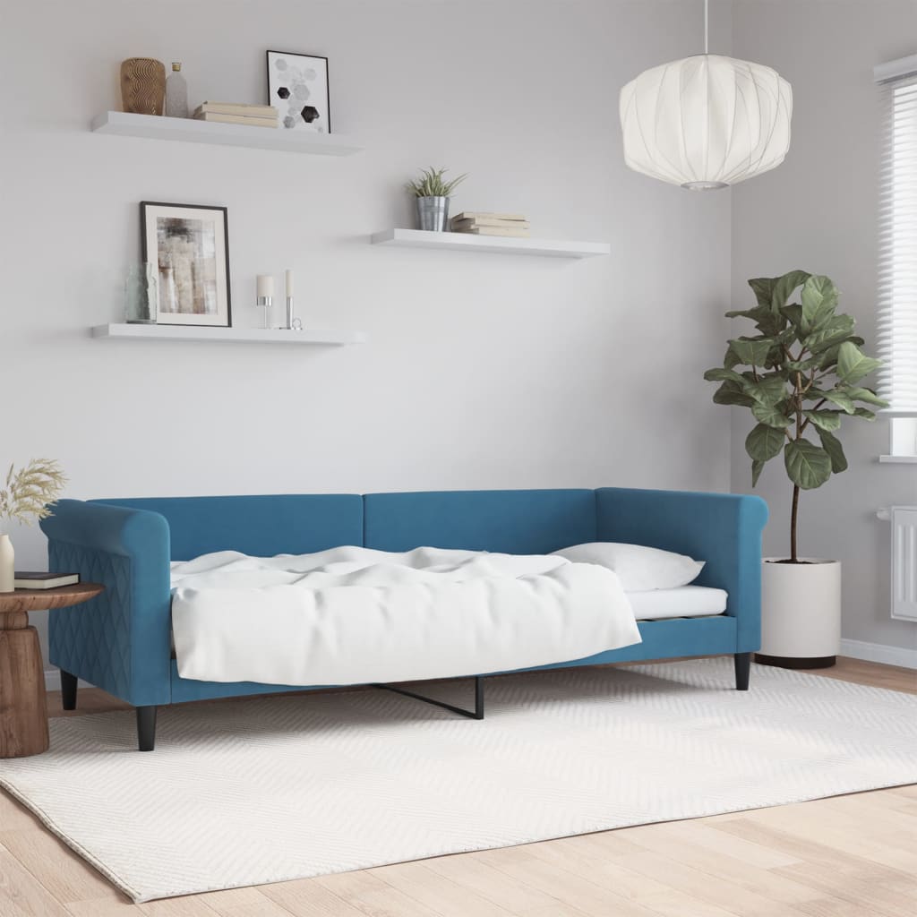 Lit de repos sans matelas bleu 80x200 cm velours - XIOS