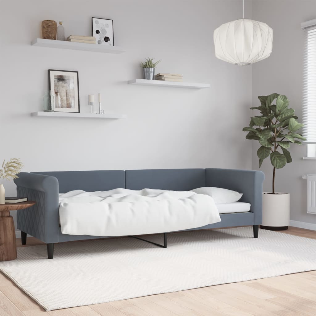 Lit de repos gris foncé 80x200 cm velours - XIOS