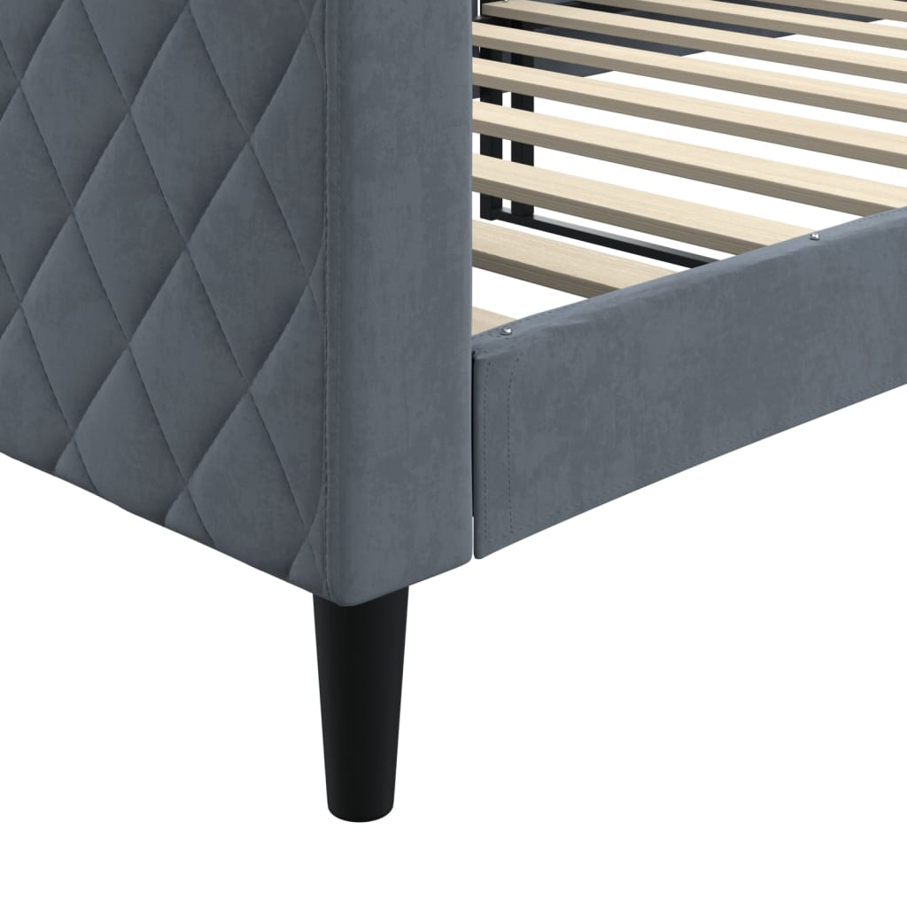 Lit de repos sans matelas gris foncé 90x200 cm velours - XIOS
