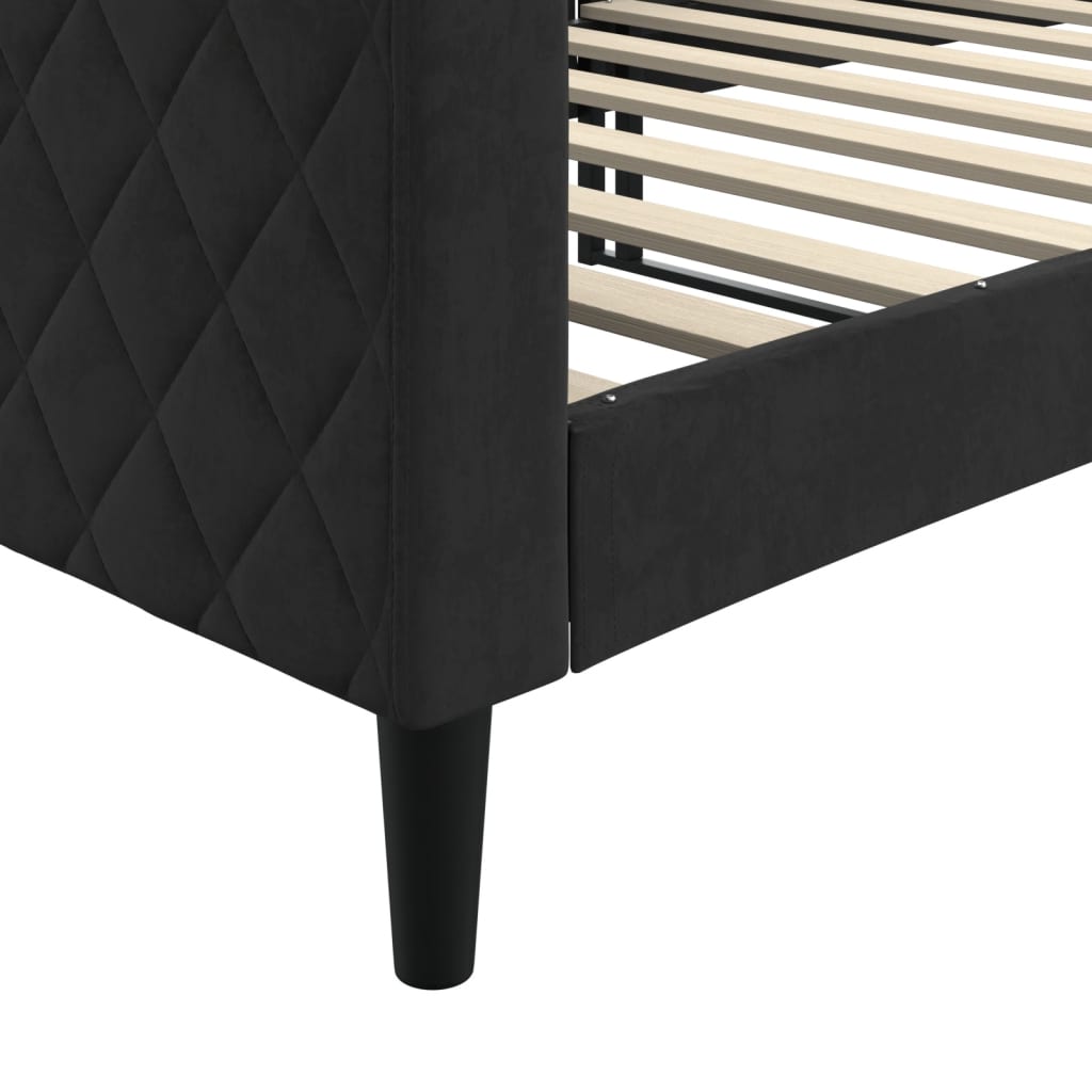 Lit de repos sans matelas noir 90x200 cm velours - XIOS
