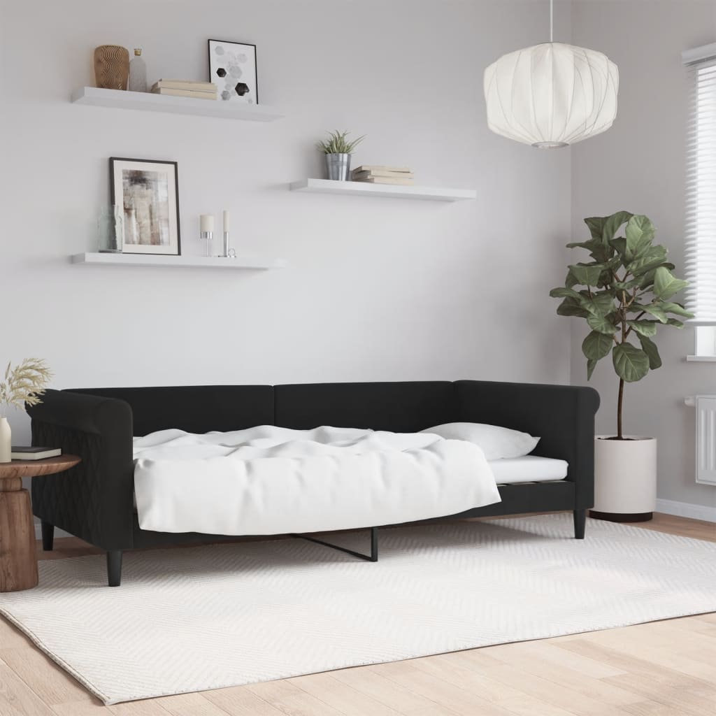 Lit de repos sans matelas noir 90x200 cm velours - XIOS