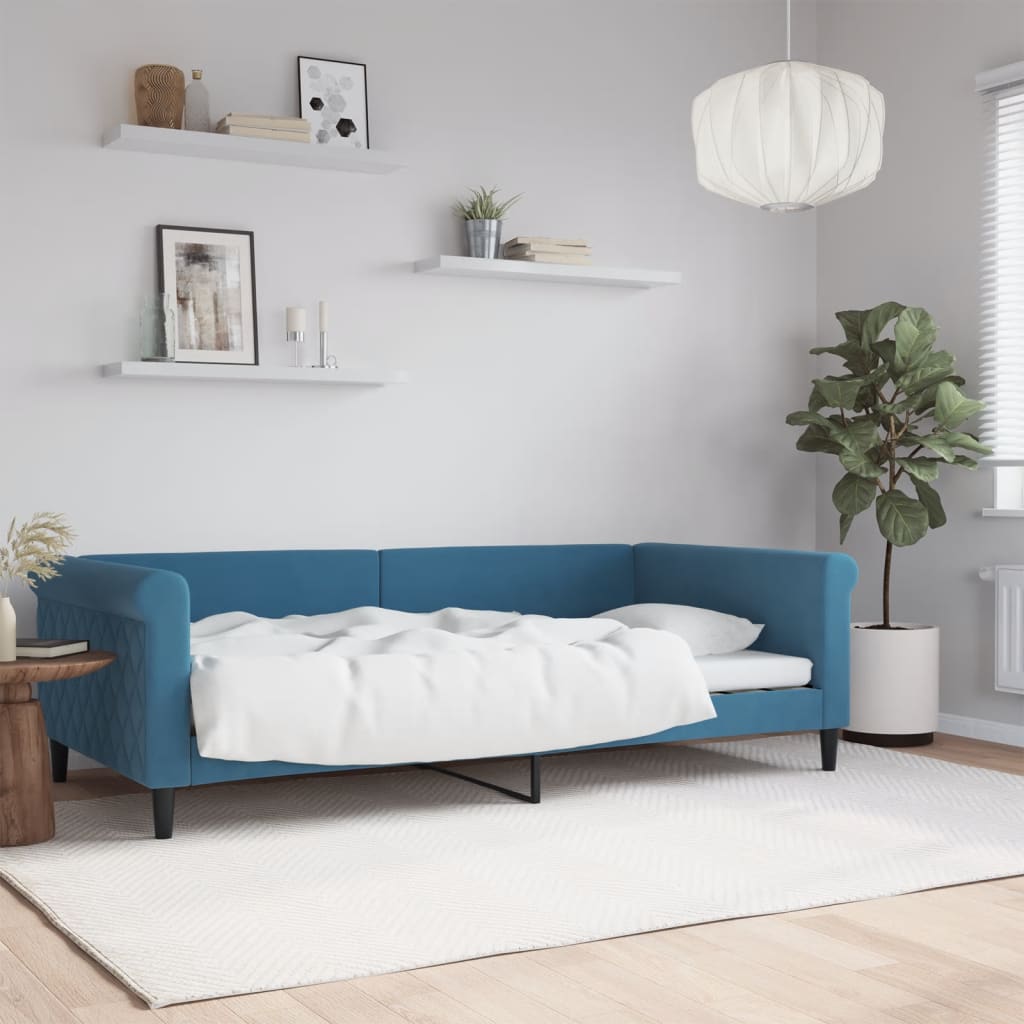 Lit de repos sans matelas bleu 100x200 cm velours - XIOS
