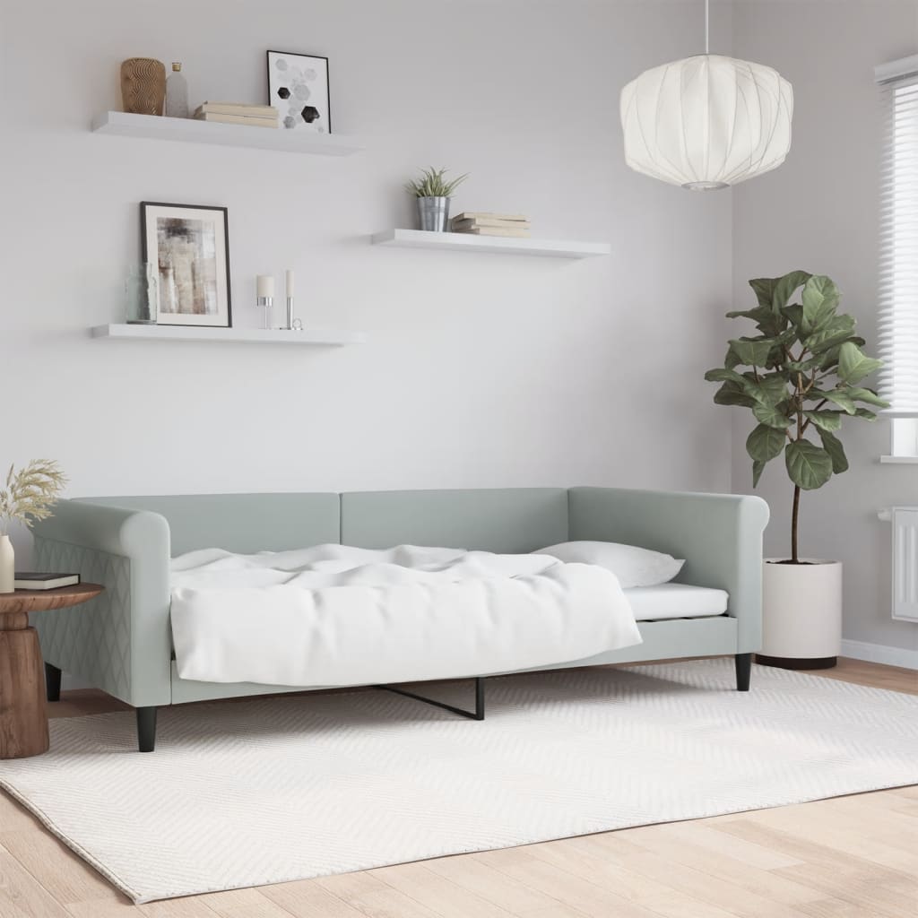 Lit de repos sans matelas gris clair 100x200 cm velours - XIOS
