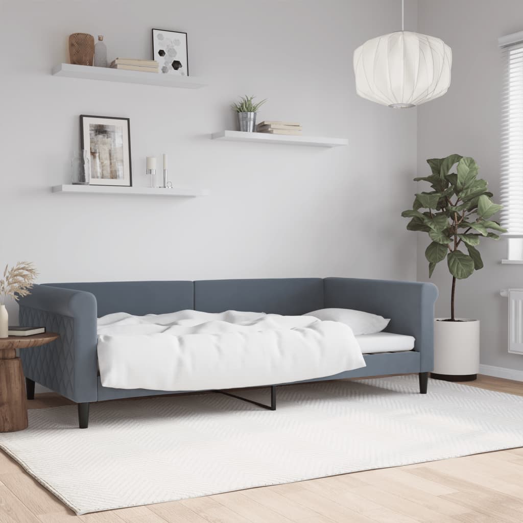 Lit de repos sans matelas gris foncé 100x200 cm velours - XIOS