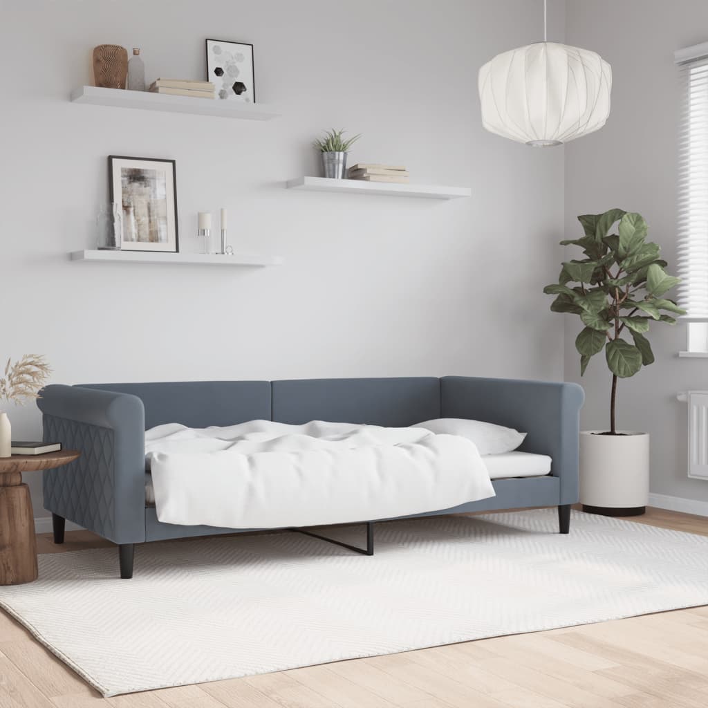 Lit de repos gris foncé 90x190 cm velours - XIOS