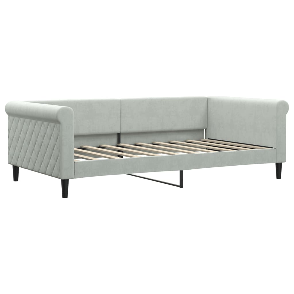 Lit de jour gris clair 100x190 cm velours - XIOS