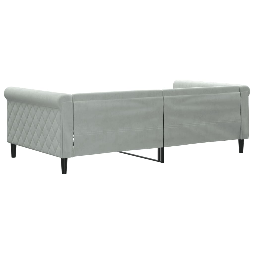 Lit de jour gris clair 100x190 cm velours - XIOS