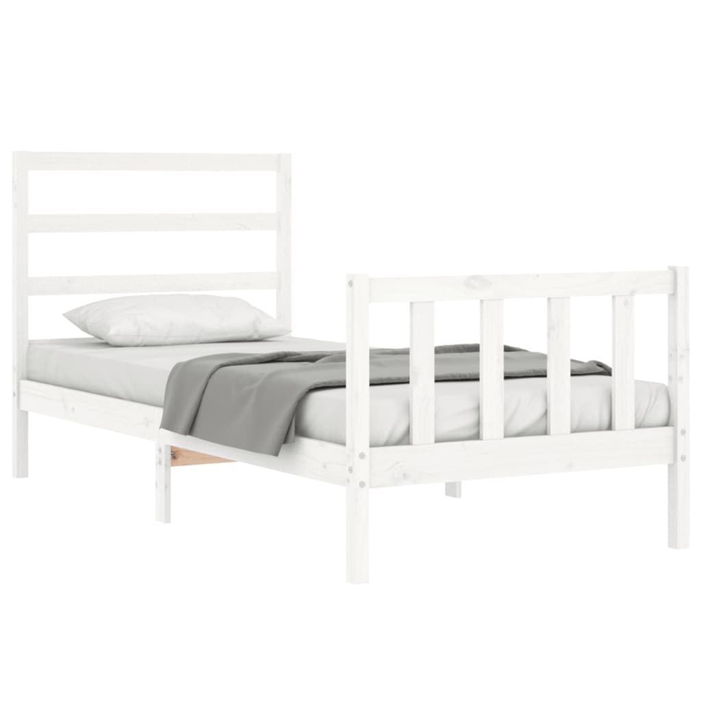 Cadre de lit sans matelas blanc bois de pin massif - XIOS