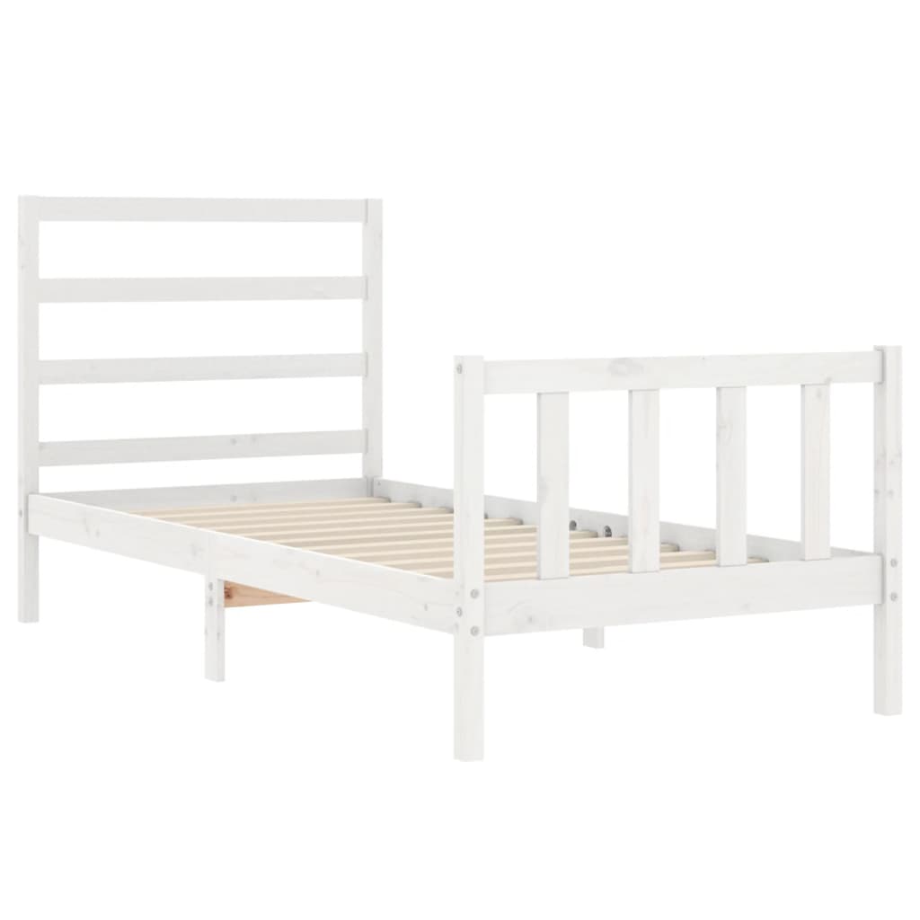 Cadre de lit sans matelas blanc bois de pin massif - XIOS