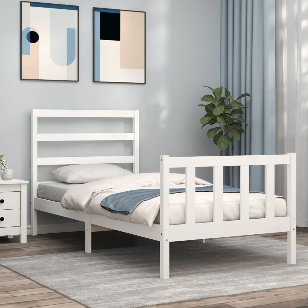 Cadre de lit sans matelas blanc bois de pin massif - XIOS