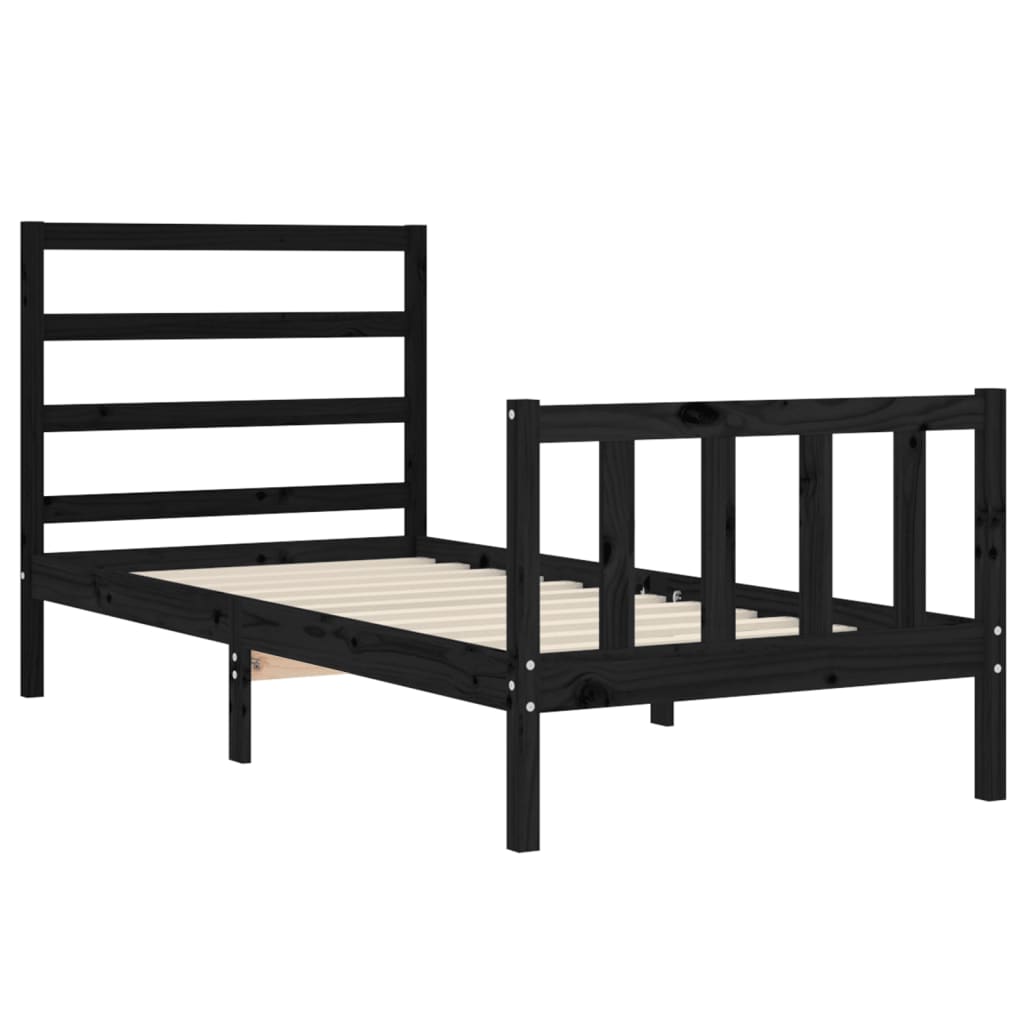 Cadre de lit sans matelas noir bois de pin massif - XIOS