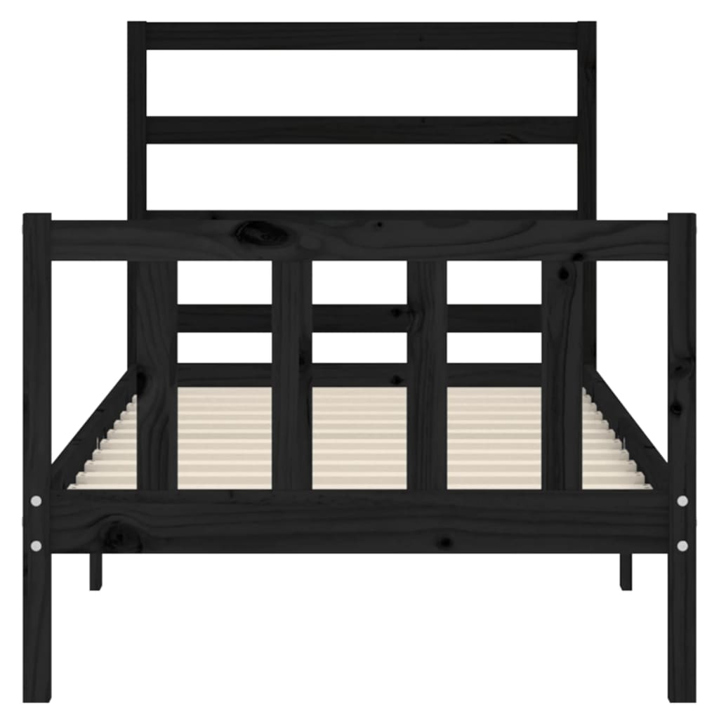 Cadre de lit sans matelas noir bois de pin massif - XIOS