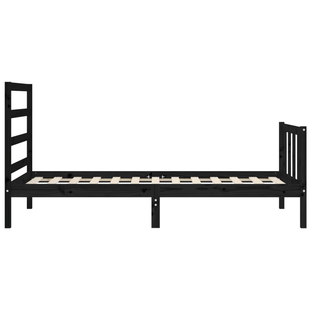 Cadre de lit sans matelas noir bois de pin massif - XIOS