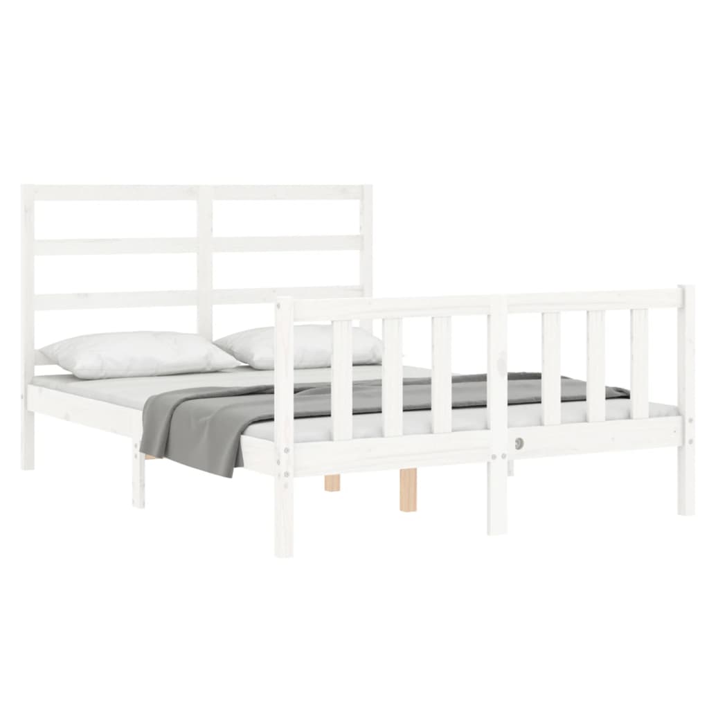 Cadre de lit sans matelas blanc bois de pin massif - XIOS