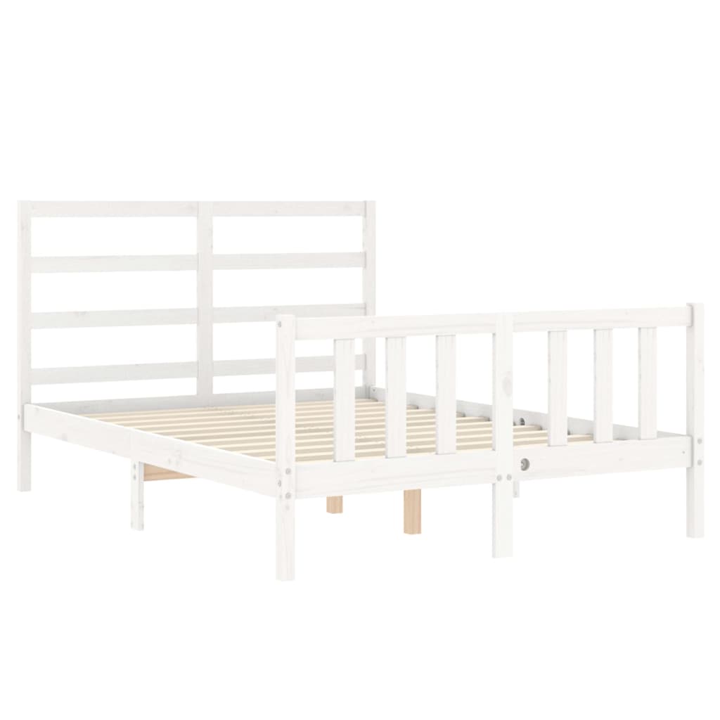 Cadre de lit sans matelas blanc bois de pin massif - XIOS