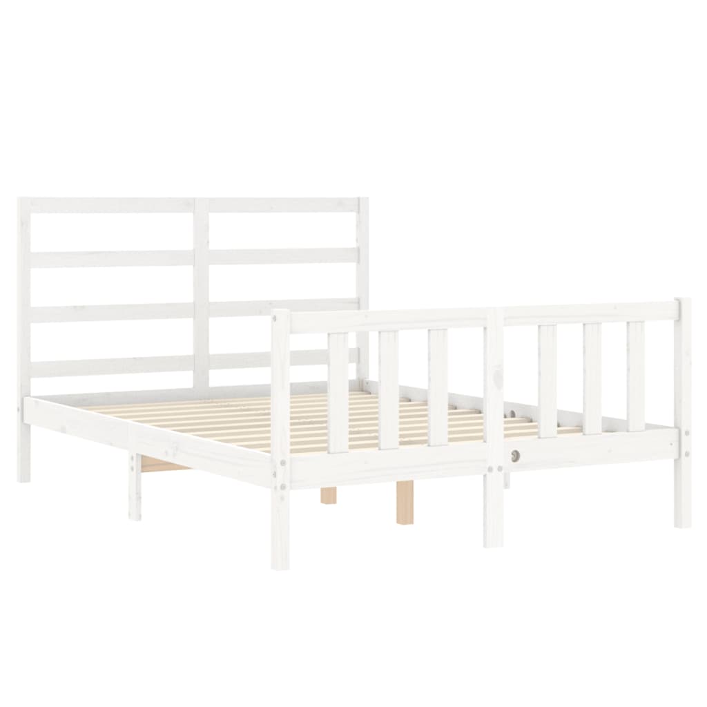 Cadre de lit sans matelas blanc 140x190 cm bois de pin massif - XIOS