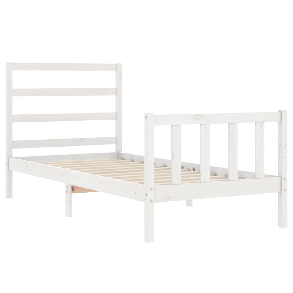 Cadre de lit sans matelas blanc 90x200 cm bois de pin massif - XIOS