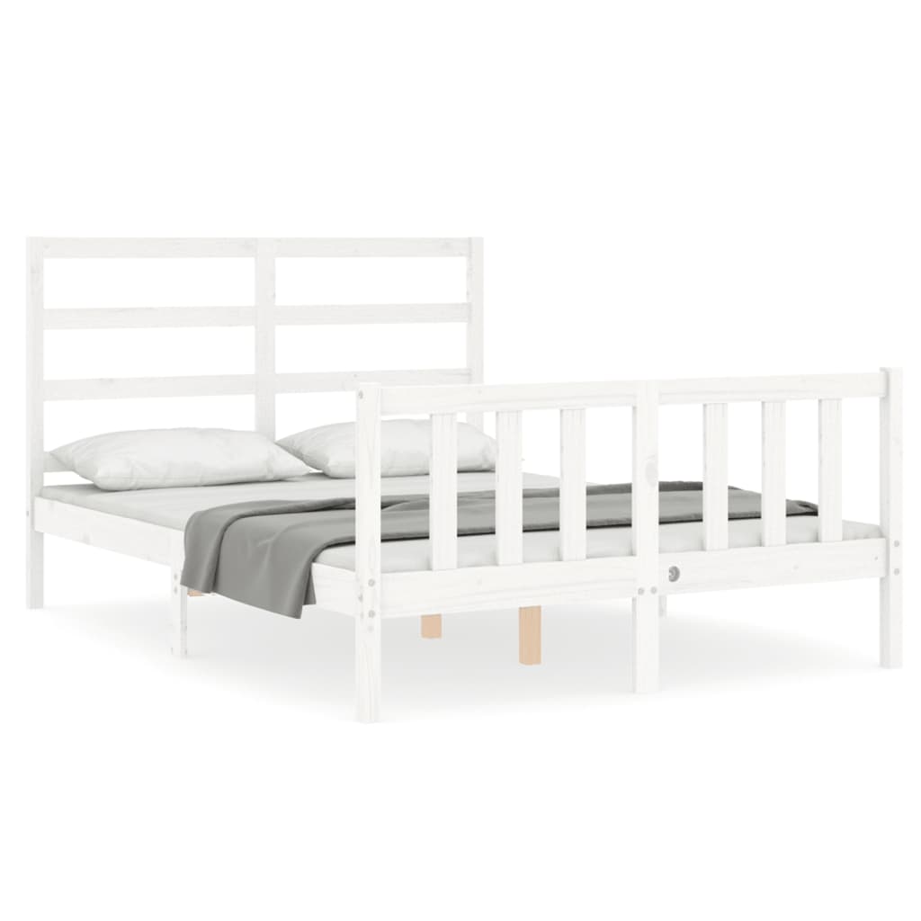 Cadre de lit sans matelas blanc 120x200 cm bois de pin massif - XIOS