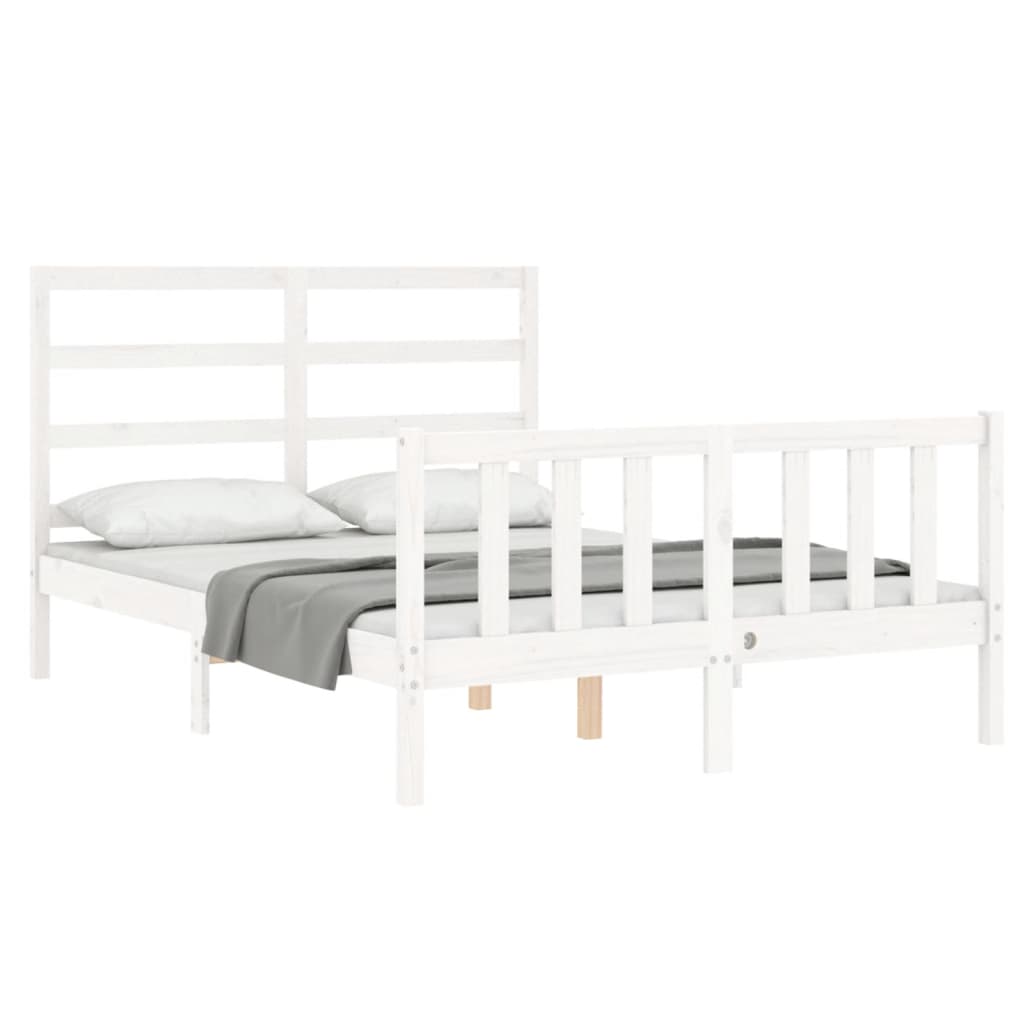 Cadre de lit sans matelas blanc 120x200 cm bois de pin massif - XIOS