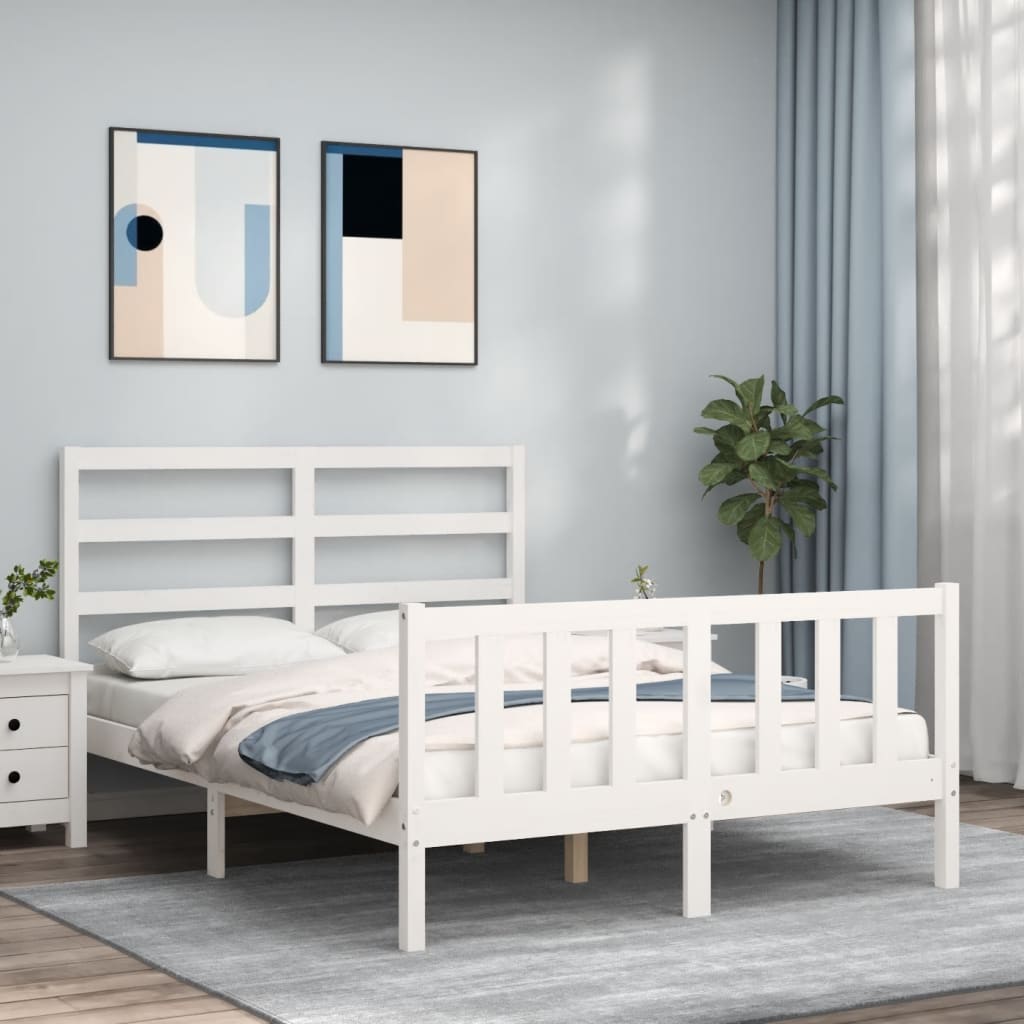 Cadre de lit sans matelas blanc 120x200 cm bois de pin massif - XIOS