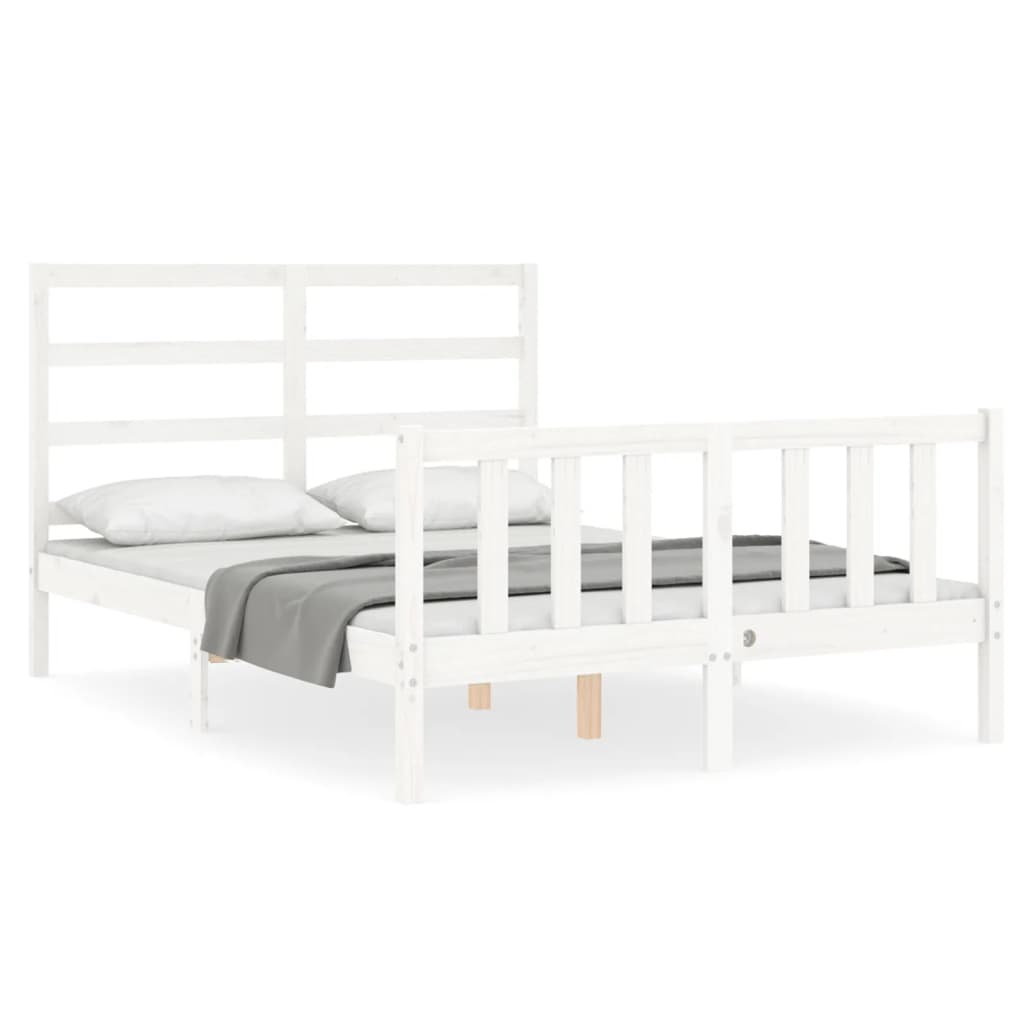 Cadre de lit sans matelas blanc 140x200 cm bois de pin massif - XIOS