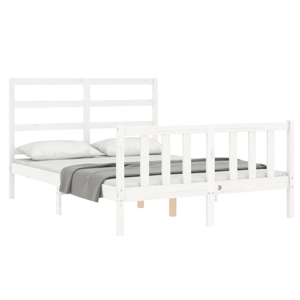 Cadre de lit sans matelas blanc 140x200 cm bois de pin massif - XIOS