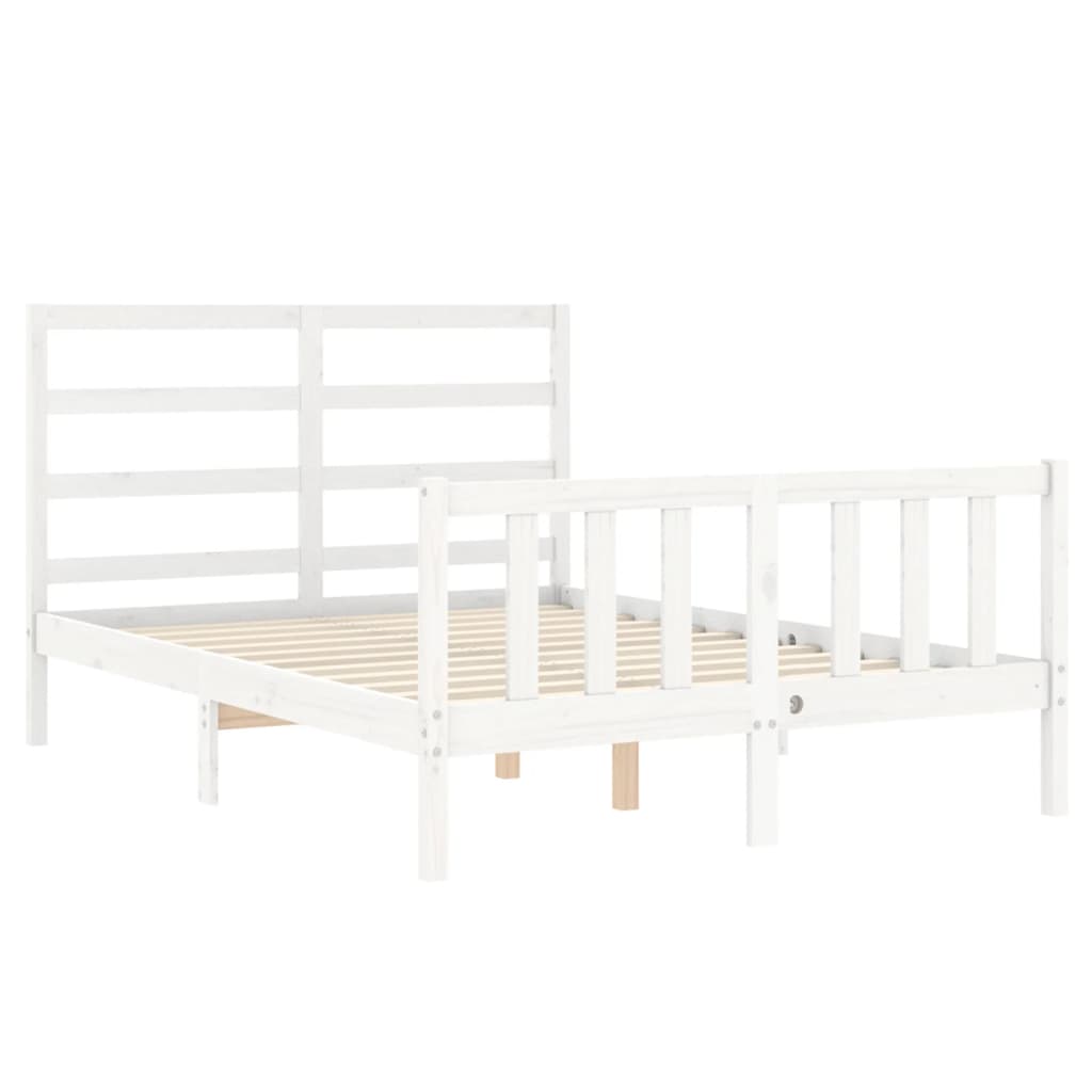 Cadre de lit sans matelas blanc 140x200 cm bois de pin massif - XIOS