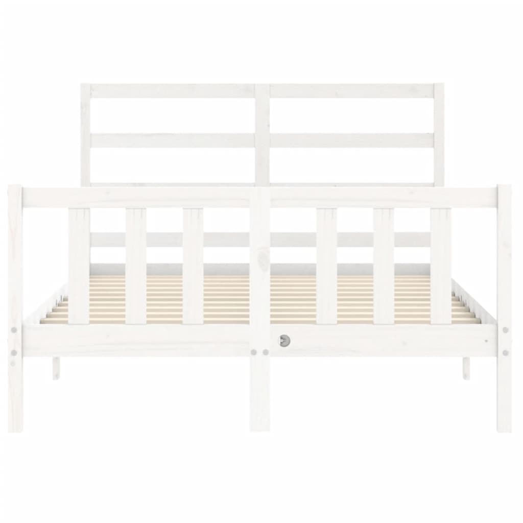 Cadre de lit sans matelas blanc 140x200 cm bois de pin massif - XIOS
