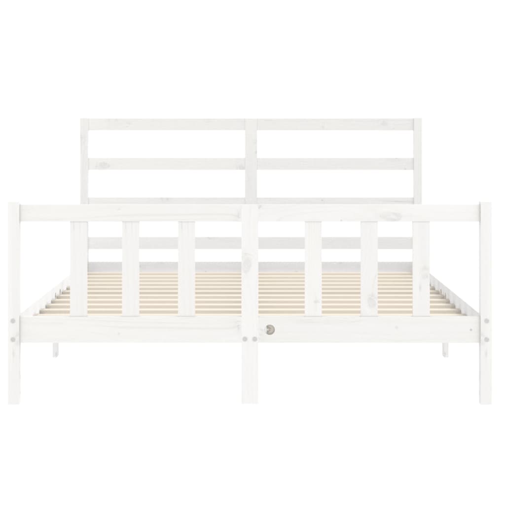 Cadre de lit sans matelas blanc 160x200 cm bois de pin massif - XIOS