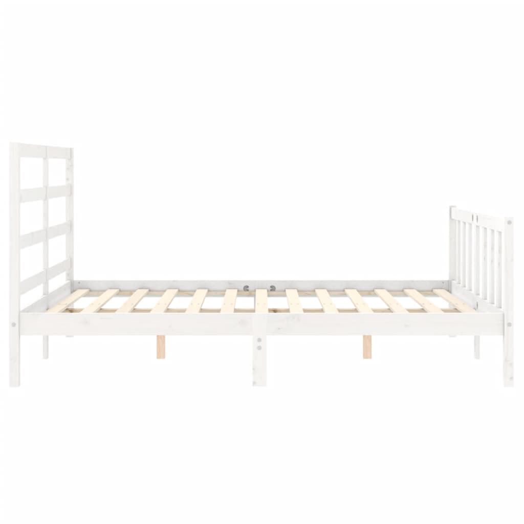 Cadre de lit sans matelas blanc 160x200 cm bois de pin massif - XIOS
