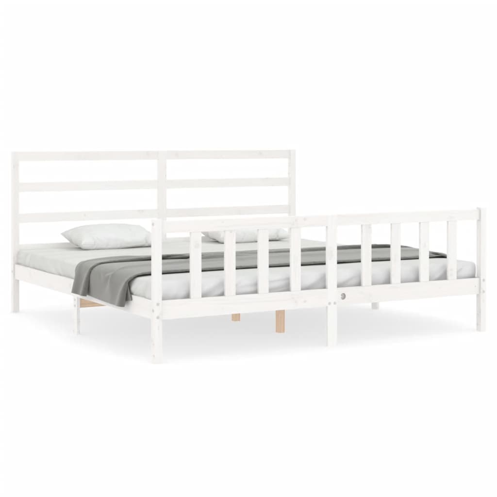 Cadre de lit sans matelas blanc 200x200 cm bois massif de pin - XIOS