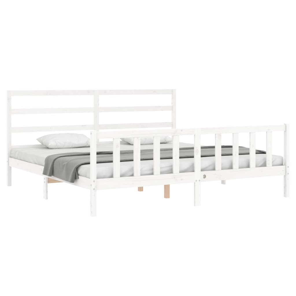 Cadre de lit sans matelas blanc 200x200 cm bois massif de pin - XIOS