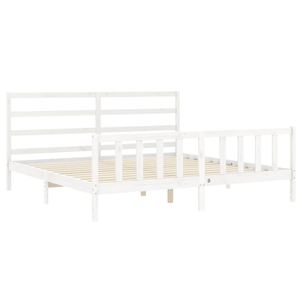 Cadre de lit sans matelas blanc 200x200 cm bois massif de pin - XIOS