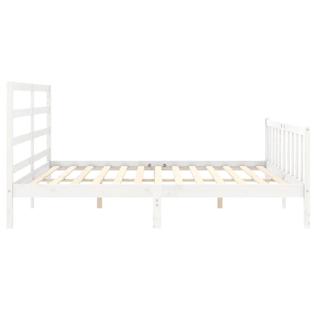 Cadre de lit sans matelas blanc 200x200 cm bois massif de pin - XIOS