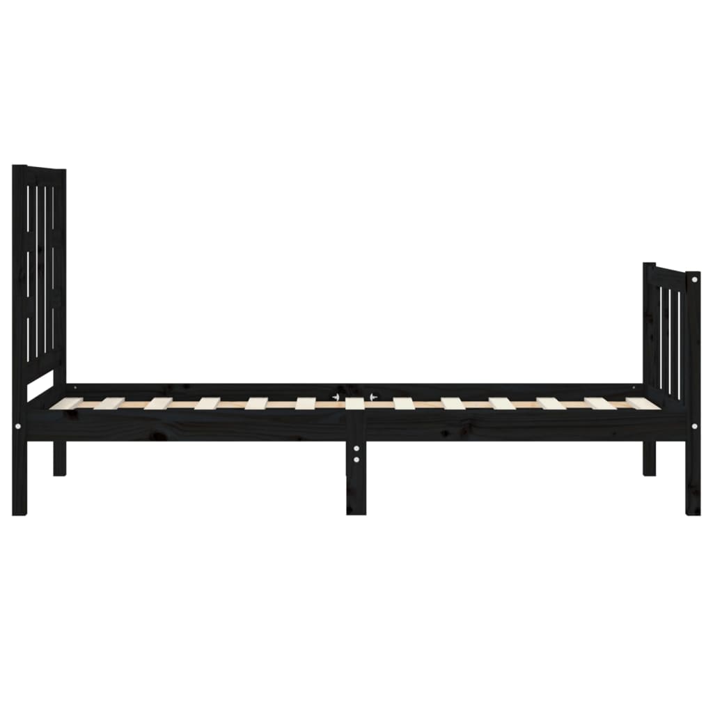 Cadre de lit sans matelas noir bois de pin massif - XIOS
