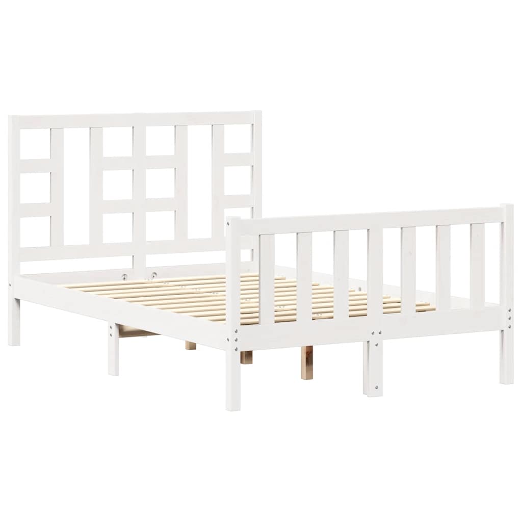 Cadre de lit sans matelas blanc bois de pin massif