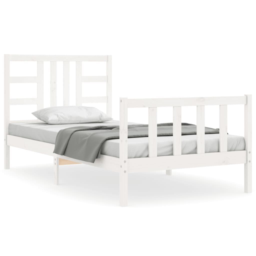 Cadre de lit sans matelas blanc 100x200 cm bois de pin massif - XIOS