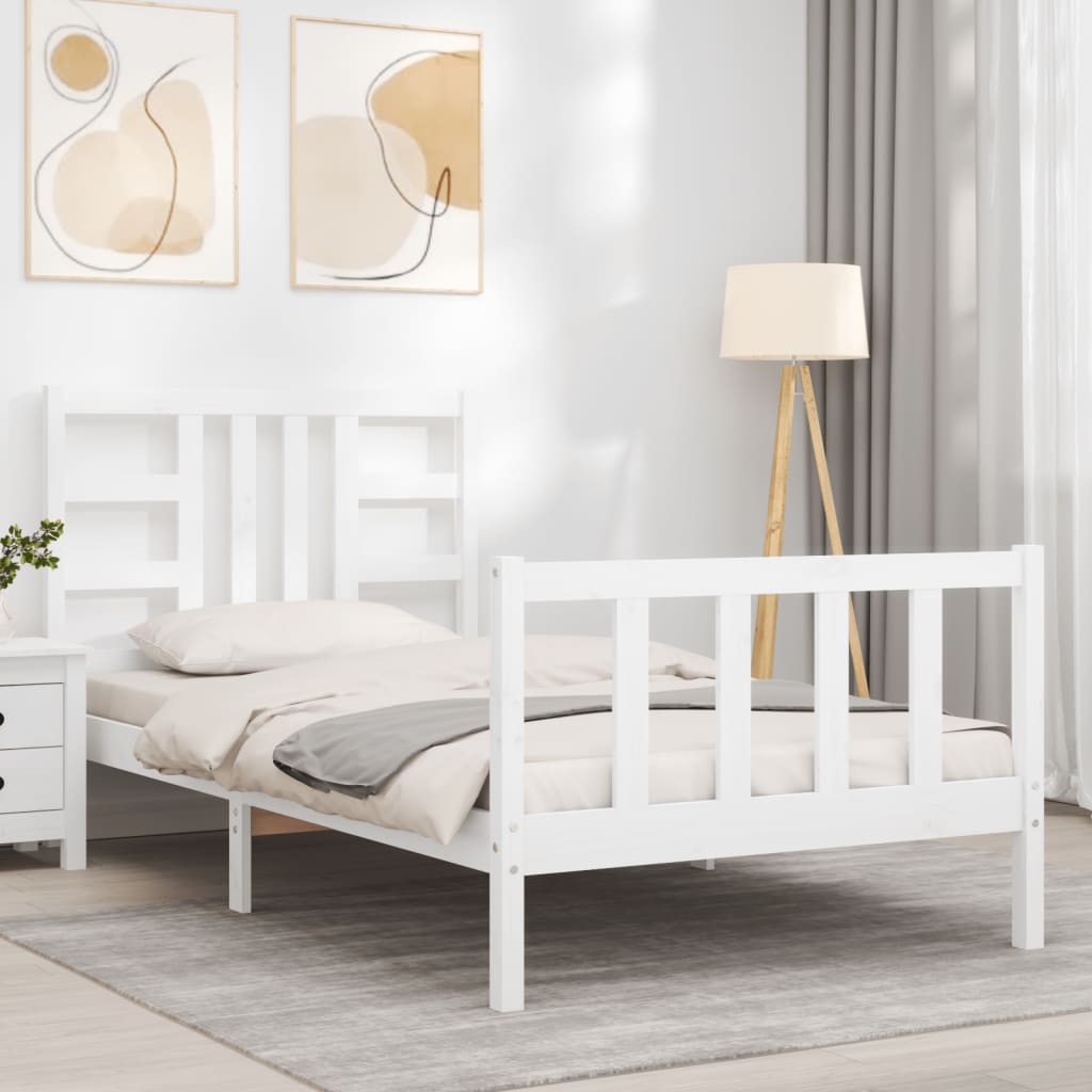 Cadre de lit sans matelas blanc 100x200 cm bois de pin massif - XIOS