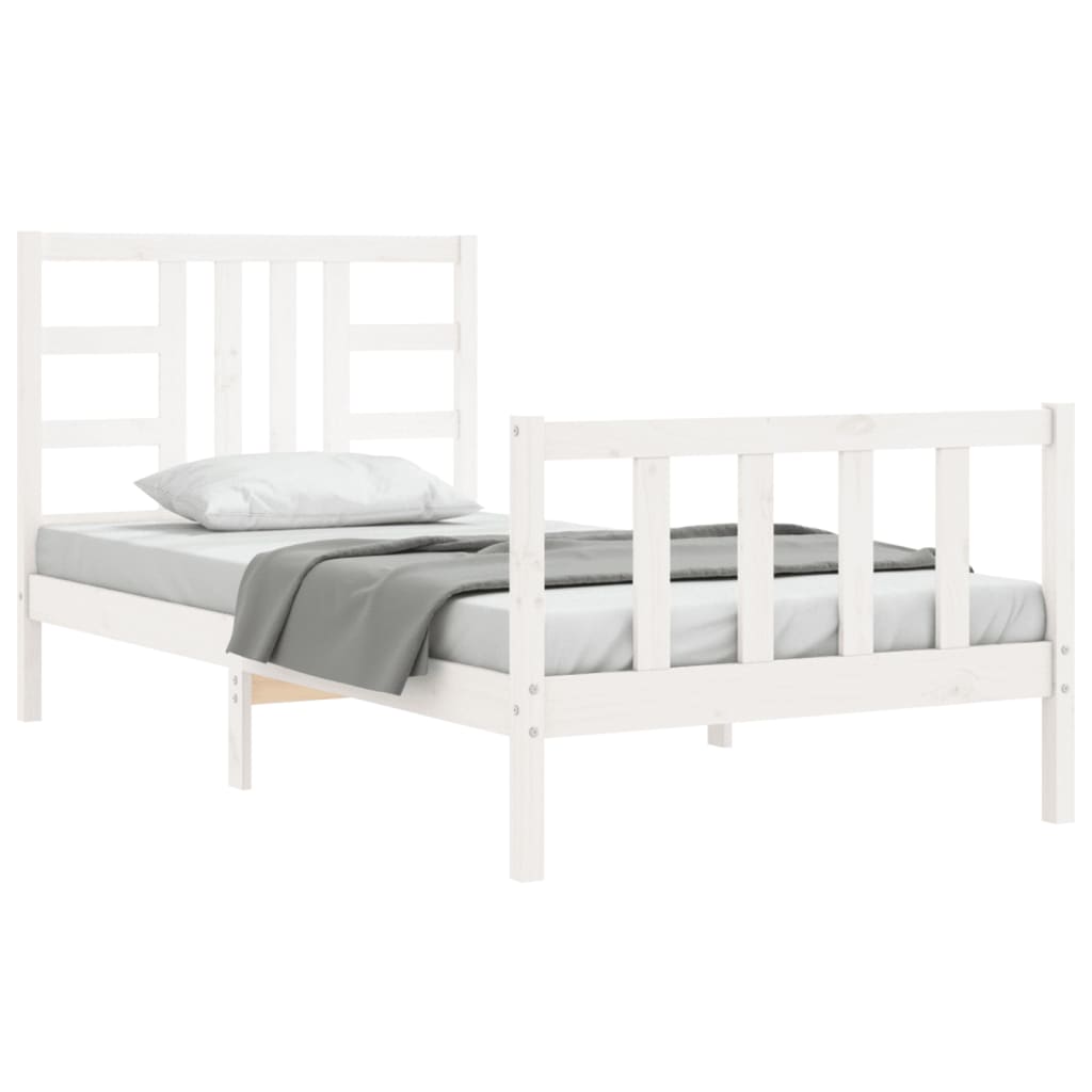 Cadre de lit sans matelas blanc 100x200 cm bois de pin massif - XIOS