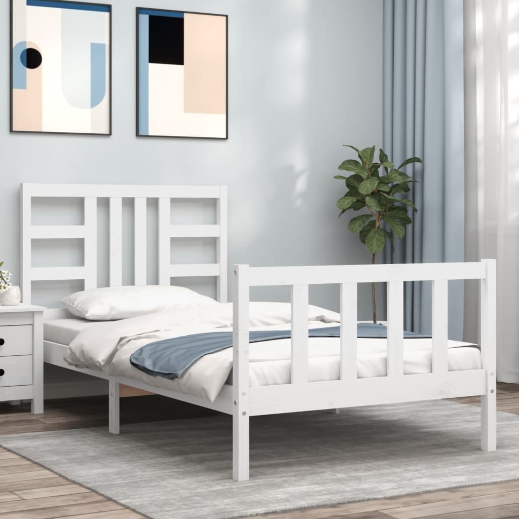 Cadre de lit sans matelas blanc 100x200 cm bois de pin massif - XIOS