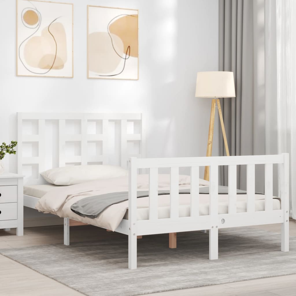 Cadre de lit sans matelas blanc 120x200 cm bois de pin massif - XIOS