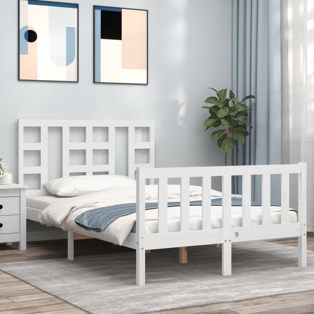 Cadre de lit sans matelas blanc 120x200 cm bois de pin massif - XIOS