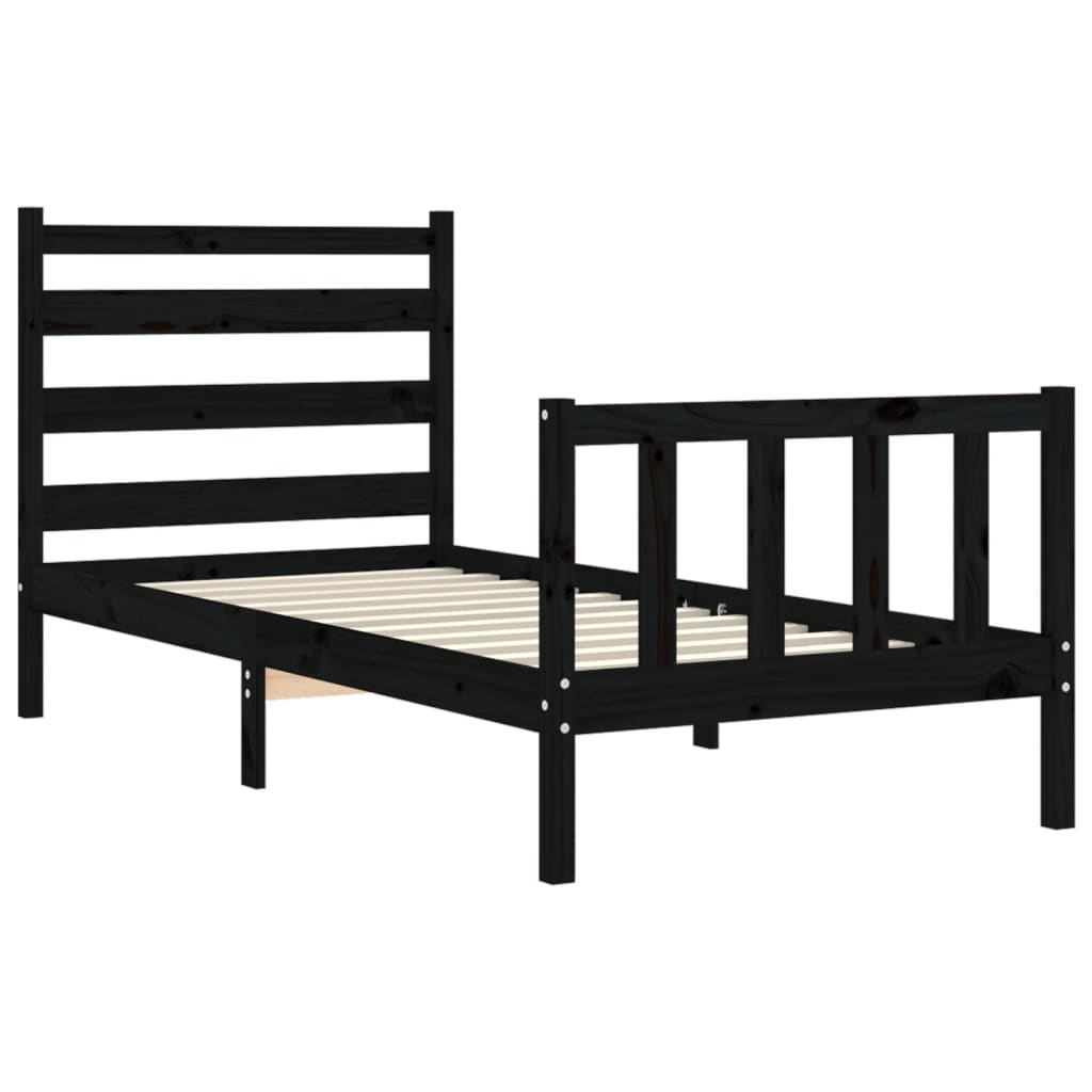 Cadre de lit sans matelas noir bois de pin massif - XIOS