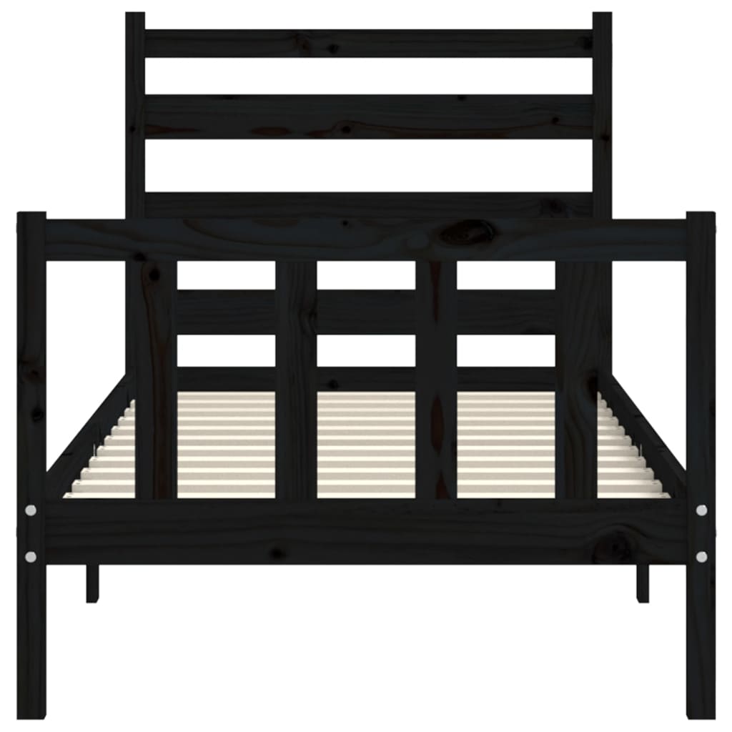 Cadre de lit sans matelas noir bois de pin massif - XIOS