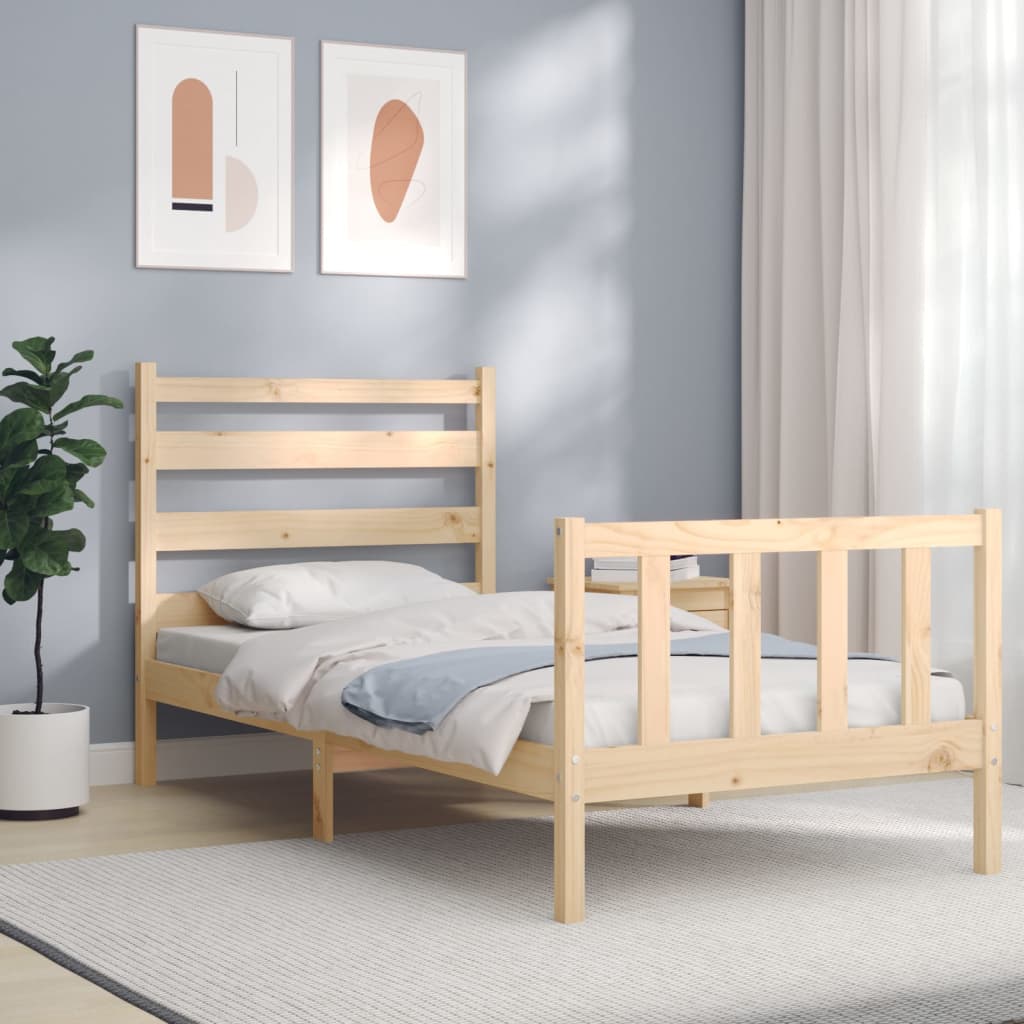 Cadre de lit sans matelas 90x190 cm bois de pin massif - XIOS