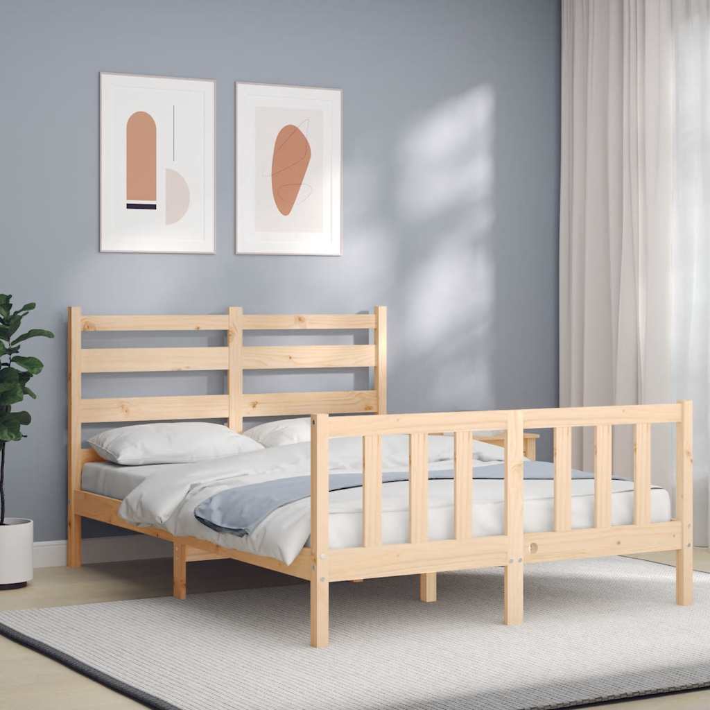 Cadre de lit sans matelas 140x190 cm bois de pin massif - XIOS