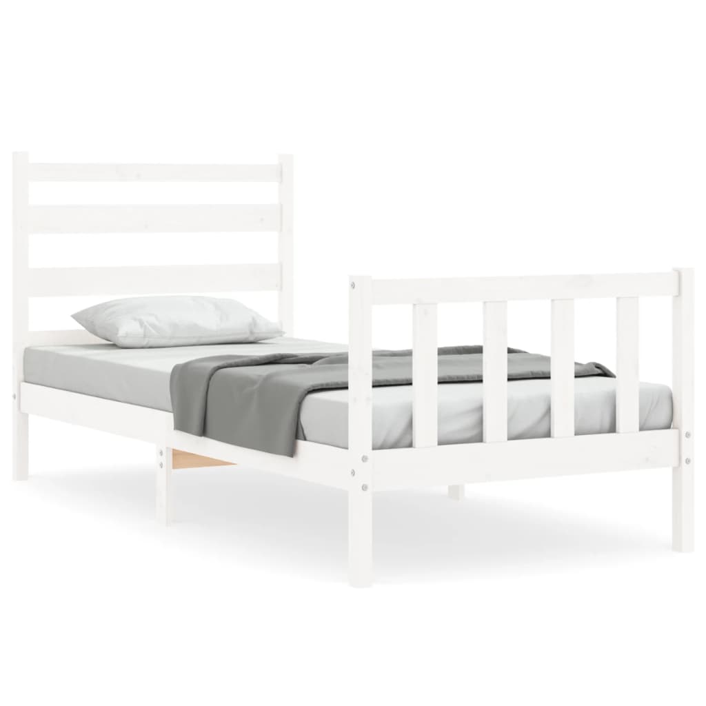Cadre de lit sans matelas blanc 100x200 cm bois de pin massif - XIOS