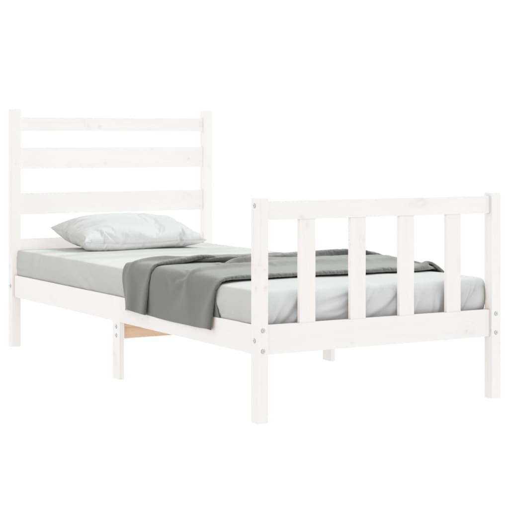 Cadre de lit sans matelas blanc 100x200 cm bois de pin massif - XIOS