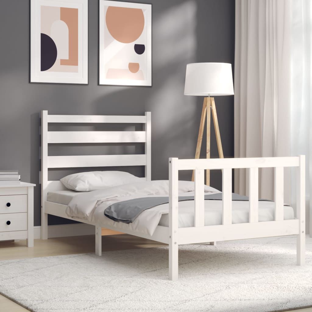 Cadre de lit sans matelas blanc 100x200 cm bois de pin massif - XIOS